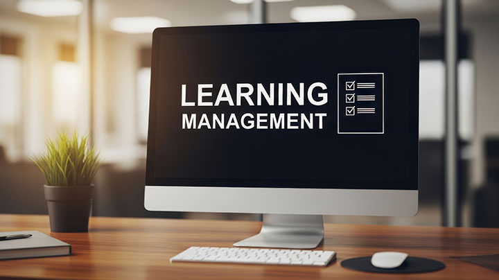 Computer Screen with Learning Management written on it.